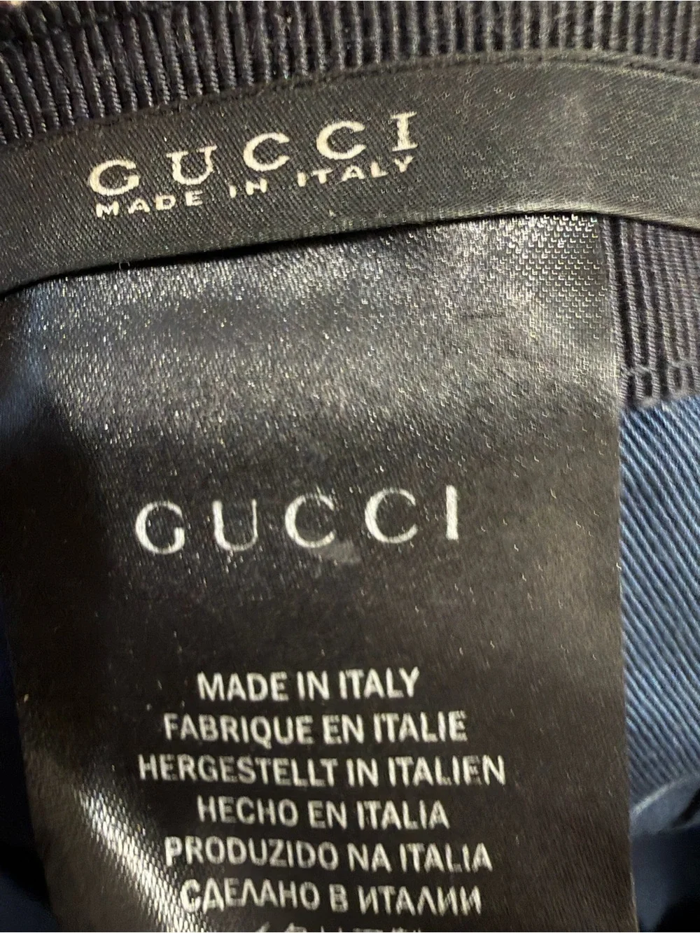 Gucci Beige/Navy GG Canvas Cap with Signature Web Accent